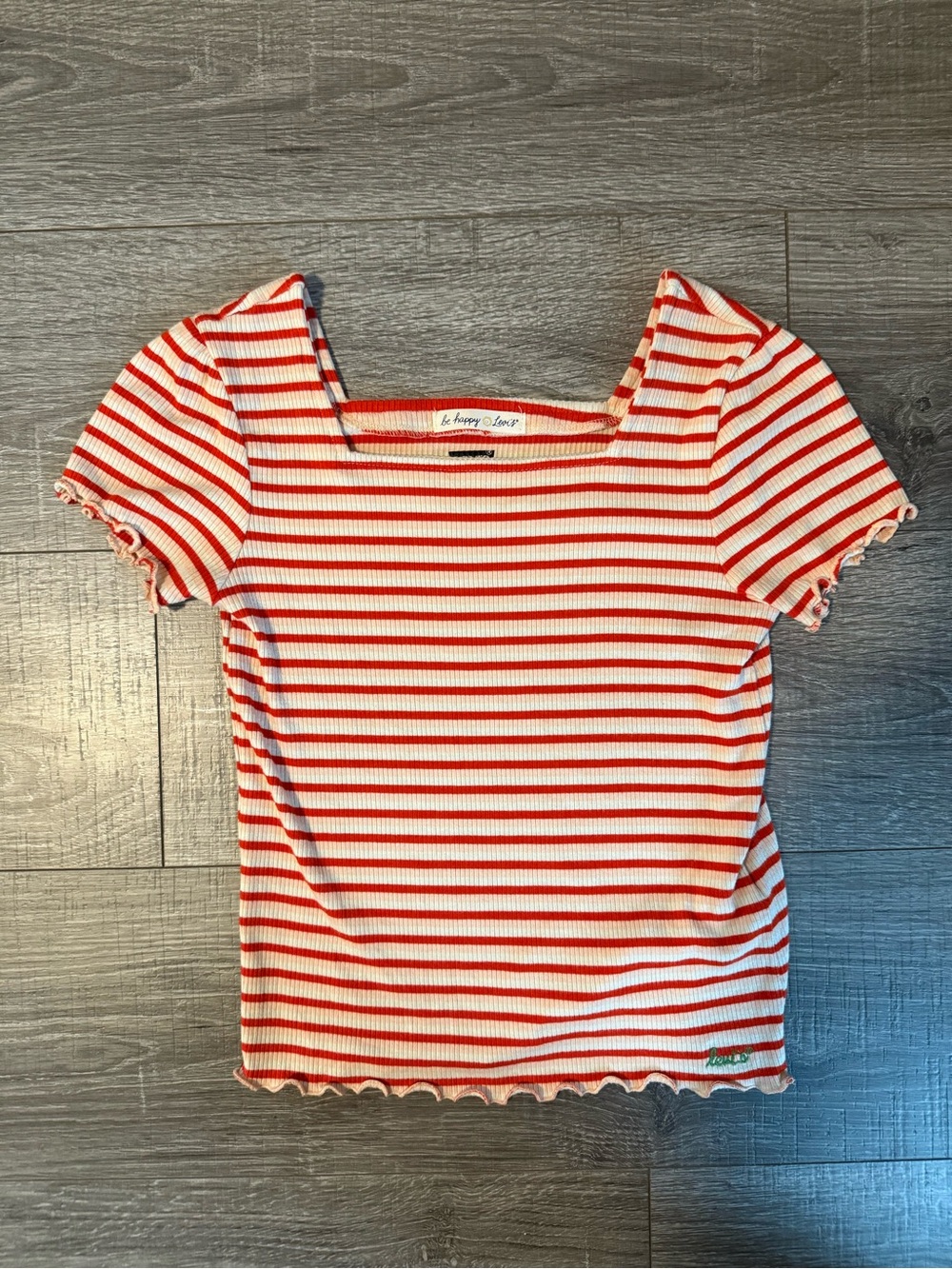 Levi Striped Square-Neck Ribbed Top